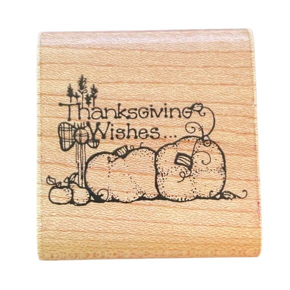 DOTS 1990 NEW Thanksgiving Wishes Pumpkins Bows Fruit Stamp - Picture 1 of 2